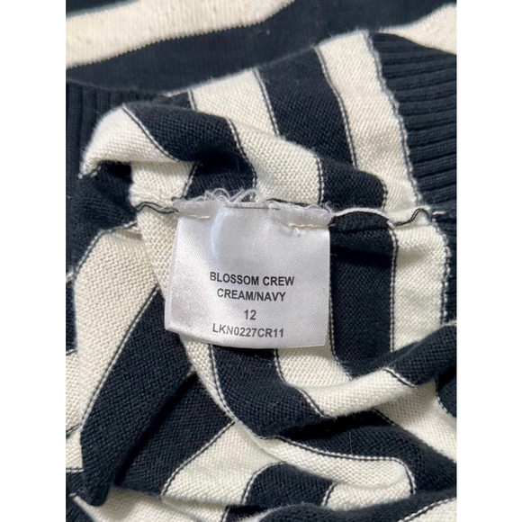 Barbour Pima Cotton Stripe Sweater Navy/Cream US Size 8/UK Size 12 - Picture 9 of 10